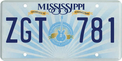 MS license plate ZGT781