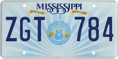 MS license plate ZGT784