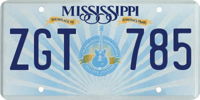 MS license plate ZGT785