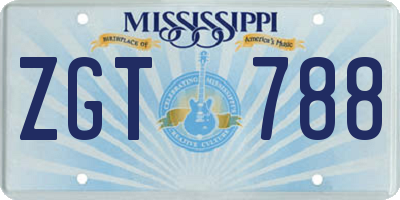 MS license plate ZGT788