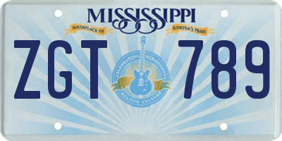 MS license plate ZGT789