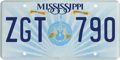 MS license plate ZGT790