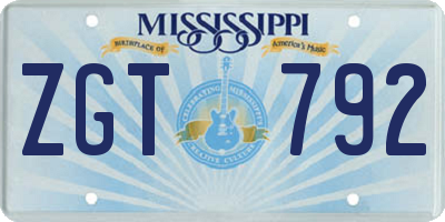 MS license plate ZGT792