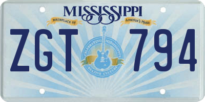 MS license plate ZGT794