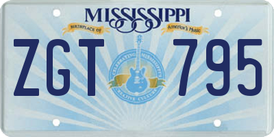 MS license plate ZGT795