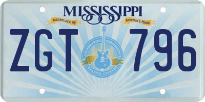 MS license plate ZGT796