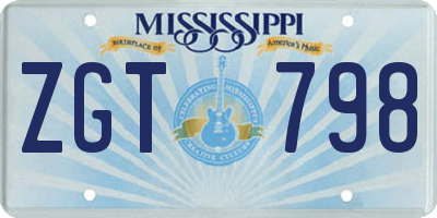 MS license plate ZGT798