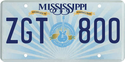 MS license plate ZGT800