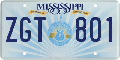 MS license plate ZGT801