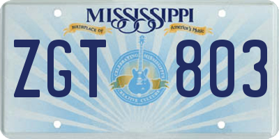 MS license plate ZGT803