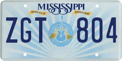 MS license plate ZGT804