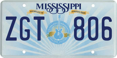 MS license plate ZGT806
