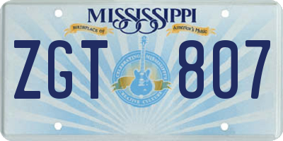 MS license plate ZGT807