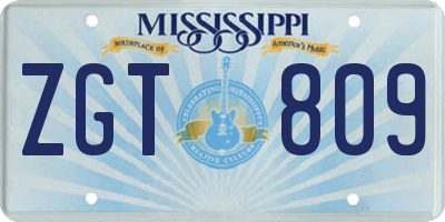 MS license plate ZGT809