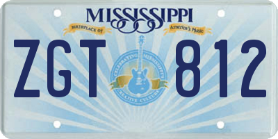 MS license plate ZGT812