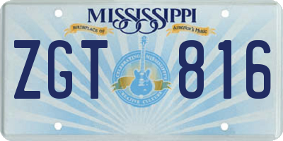 MS license plate ZGT816