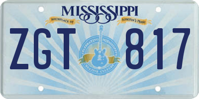 MS license plate ZGT817
