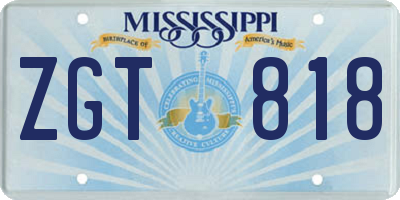 MS license plate ZGT818