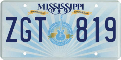 MS license plate ZGT819