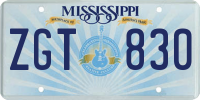 MS license plate ZGT830