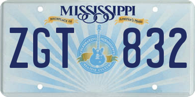 MS license plate ZGT832
