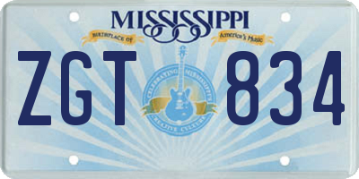 MS license plate ZGT834