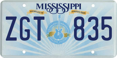 MS license plate ZGT835