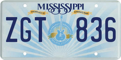 MS license plate ZGT836