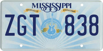 MS license plate ZGT838
