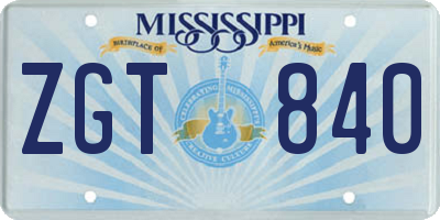 MS license plate ZGT840