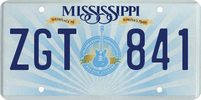 MS license plate ZGT841