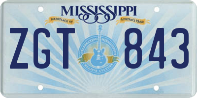 MS license plate ZGT843