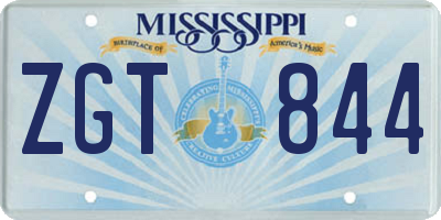 MS license plate ZGT844