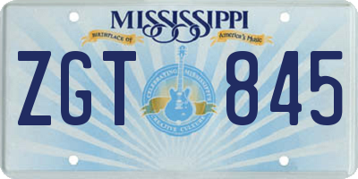 MS license plate ZGT845
