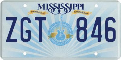 MS license plate ZGT846