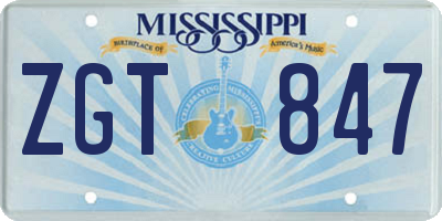 MS license plate ZGT847
