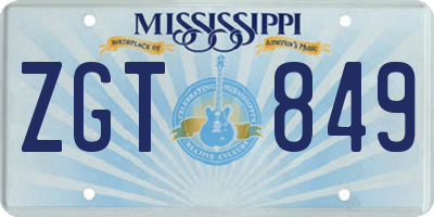 MS license plate ZGT849