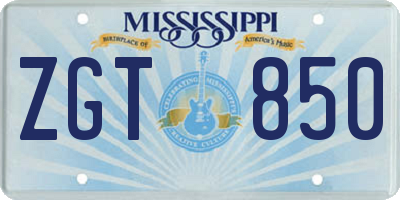 MS license plate ZGT850