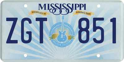 MS license plate ZGT851