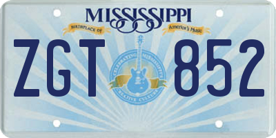 MS license plate ZGT852