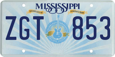 MS license plate ZGT853
