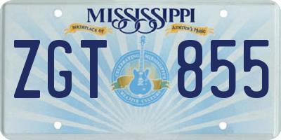MS license plate ZGT855