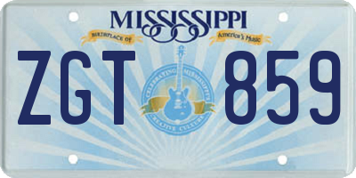MS license plate ZGT859