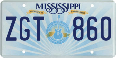 MS license plate ZGT860