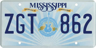 MS license plate ZGT862