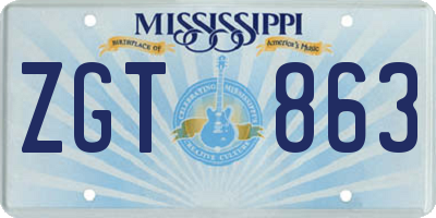 MS license plate ZGT863