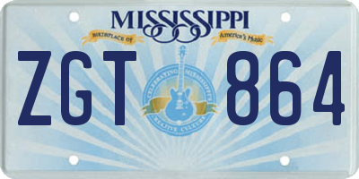 MS license plate ZGT864