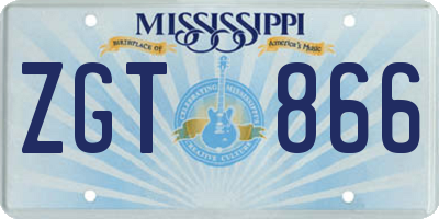 MS license plate ZGT866