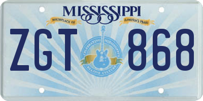MS license plate ZGT868
