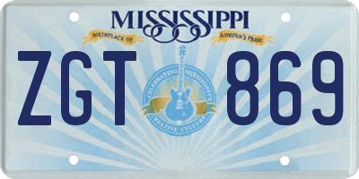 MS license plate ZGT869